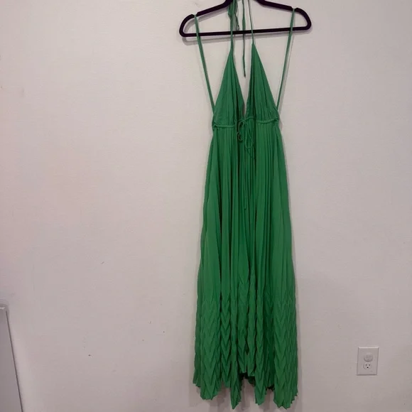 Alice + Olivia Green Silk Sleeveless Maxi Dress L/XL - Picture 2 of 8